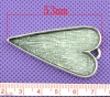 Image de Pendentifs Supports à Cabochons en Alliage de Zinc Cœur Argent Vieilli (Convenable à 40mm x 26mm) 53mm x 30mm, 5 Pcs