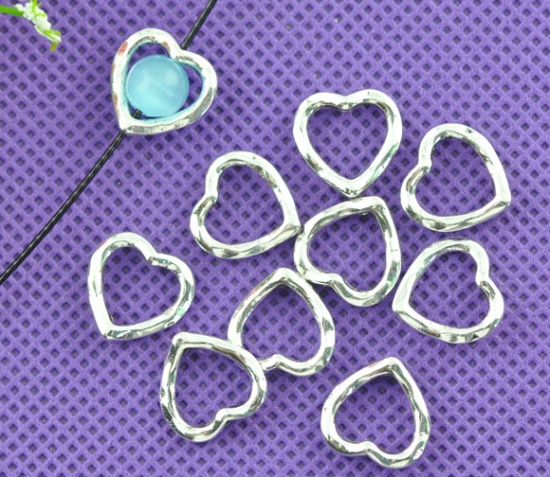 Picture of Zinc Based Alloy Beads Heart Color Plated 14mm x 14mm, 50 PCs