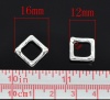 Picture of Zinc Based Alloy Beads Frames Square Silver Plated (Fits 8mm Beads) 12mm x 12mm, 50 PCs