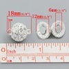 Image de Fermoir Magnétique en Alliage de Zinc Balle Argenté à Strass Transparent 18mm x 12mm, 5 Kits
