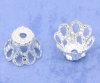 Picture of Alloy Filigree Beads Caps Cup Silver Plated Flower Hollow (Fits 6mm Beads) 6mm x 5mm, 200 PCs
