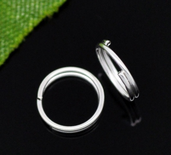 Picture of Iron Based Alloy Double Split Jump Rings Findings Round Silver Plated 7mm Dia, 2 Packets(about 25000 PCs)