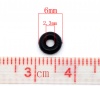 ラバー ヨーロッパ風 ビーズ 円形 ブラック 約6mm直径、 穴：約2.3mm、 500 PCs の画像