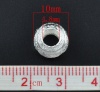 Picture of Copper European Style Large Hole Charm Beads Round Silver Plated Hollow Carved Sparkledust About 10mm Dia, Hole: Approx 4.8mm, 30 PCs