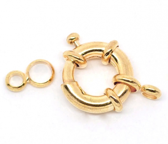 Picture of Brass Spring Ring Clasps Steering wheel 18K Gold Color 25mm x 10 PCs                                                                                                                                                                                          