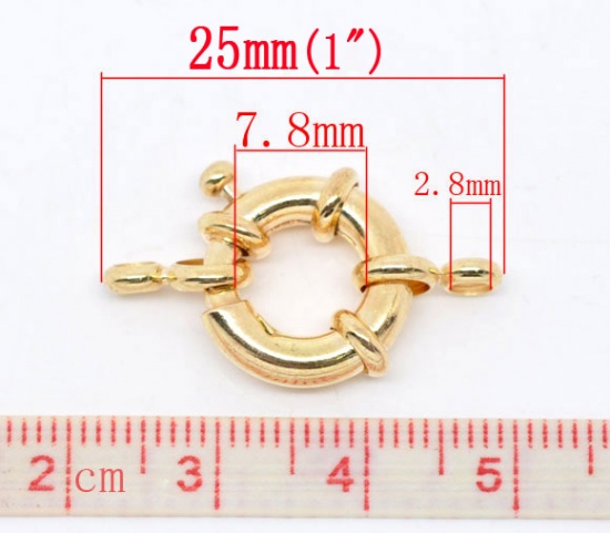 Picture of Brass Spring Ring Clasps Steering wheel 18K Gold Color 25mm x 10 PCs                                                                                                                                                                                          