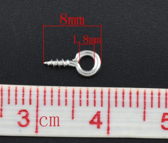 Immagine di Lega di Ferro Manico Perline Tondo Tono Argento Foro: Circa 1.8mm, 8mm x 4mm, 1000 Pz