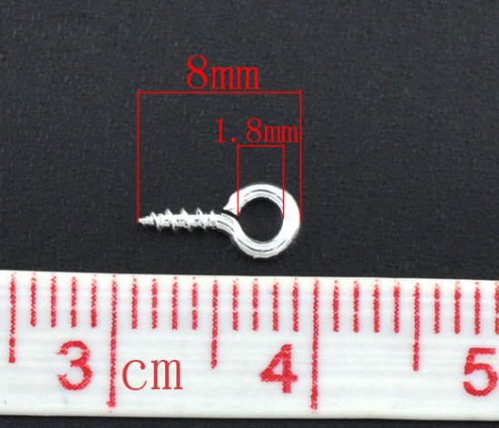 Immagine di Lega di Ferro Manico Perline Tondo Argento Placcato Foro: Circa 1.8mm, 8mm x 4mm, 1000 Pz