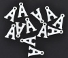 Picture of Zinc Based Alloy Charms Initial Alphabet/ Letter "A" Silver Plated 15mm( 5/8") x 11mm( 3/8"), 30 PCs