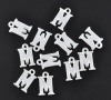 Picture of Zinc Based Alloy Charms Initial Alphabet/ Letter " M " Silver Plated 15mm( 5/8") x 10mm( 3/8"), 30 PCs