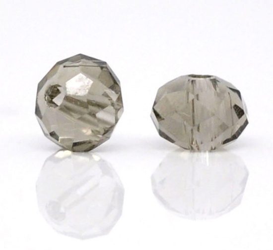 Picture of Crystal Glass Loose Beads Round Gray Faceted Transparent About 4mm Dia, Hole: Approx 0.8mm, 200 PCs