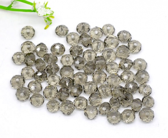 Picture of Crystal Glass Loose Beads Round Gray Faceted Transparent About 4mm Dia, Hole: Approx 0.8mm, 200 PCs