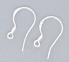 Picture of White Copper Ear Wire Hooks Earring Findings Silver Plated 19mm x 18mm, Post/ Wire Size: (22 gauge), 100 PCs
