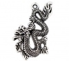 Immagine di Lega di Zinco Charm Ciondoli Drago Argento Antico Nulla Disegno 5.2cm x 3.2cm, 10 Pz