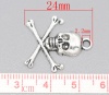 Picture of Zinc Based Alloy Halloween Charms Skull Antique Silver Color 24x21mm(1"x 7/8"), 30 PCs