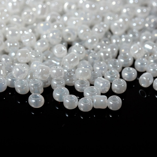 Picture of 10/0 Glass Seed Beads Round Rocailles White Pearlized About 2mm Dia, Hole: Approx 0.5mm, 100 Grams