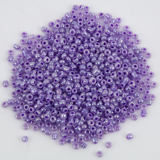 Picture of 10/0 Glass Seed Beads Round Rocailles Purple Pearlized About 2mm Dia, Hole: Approx 0.5mm, 100 Grams