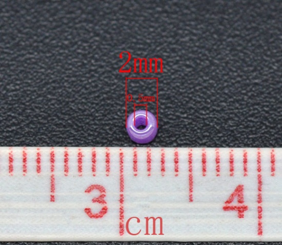 Picture of 10/0 Glass Seed Beads Round Rocailles Purple Pearlized About 2mm Dia, Hole: Approx 0.5mm, 100 Grams