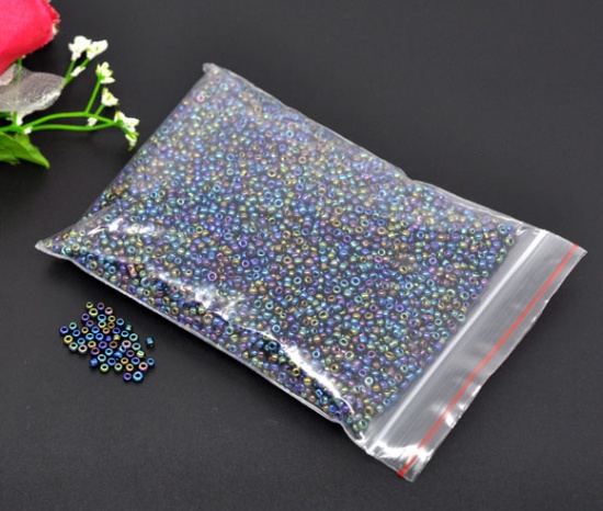 Picture of 10/0 Glass Seed Beads Round Rocailles Deep Blue AB Color Pearlized About 2mm Dia, Hole: Approx 0.5mm, 100 Grams