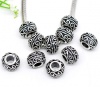 Picture of Zinc Metal Alloy European Style Large Hole Charm Beads Round Antique Silver S Pattern About 11mm Dia, Hole: Approx 4.7mm, 20 PCs
