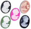 Picture of Resin Cabochon Cameo Oval Mixed Lady & Butterfly 18x13mm( 6/8" x 4/8"), 50 PCs