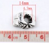 Image de Perles à Gros Trou au Style Européen en Alliage de Zinc Arbre Cocotier Rayées Argent Antique 14mm x 13mm, Tailles de Trous: 4.7mm, 20 Pcs
