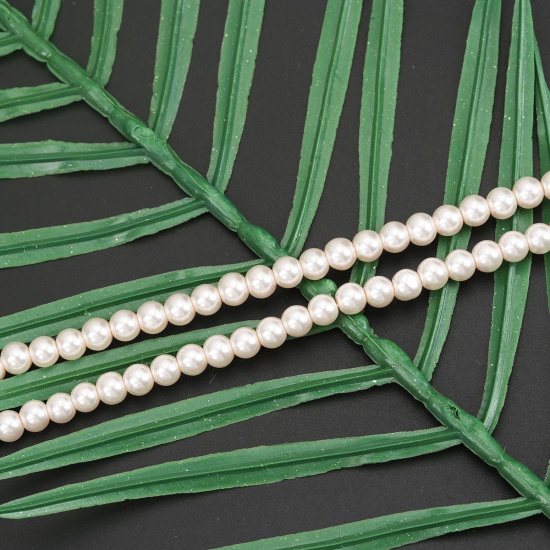 Picture of Glass Pearl Imitation Beads Round Pink About 6mm Dia, Hole: Approx 1mm, 82cm long, 5 Strands (Approx 145 PCs/Strand)
