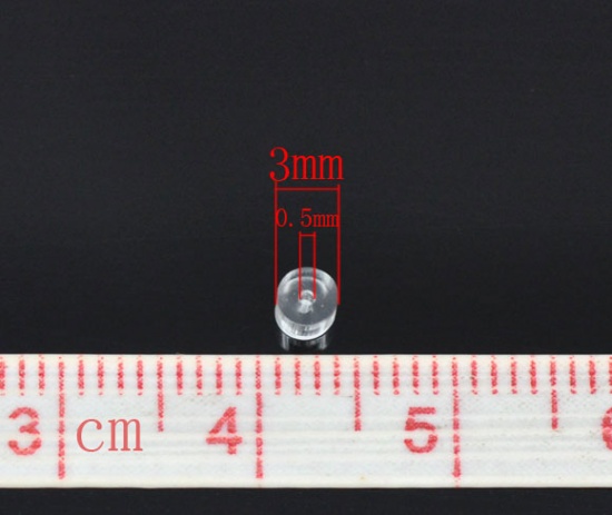 Immagine di Gomma Orecchino Indietro Tappi di Orecchini Cilindrico Trasparente 3mm x 3mm, 1000 Pz