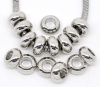 Picture of Zinc Metal Alloy European Style Large Hole Charm Beads Round Silver Tone About 9mm Dia, Hole: Approx 4.7mm, 30 PCs