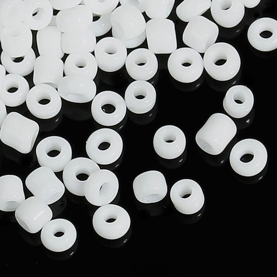 Picture of 10/0 Glass Seed Beads Round Rocailles White About 2mm Dia, Hole: Approx 0.6mm, 100 Grams