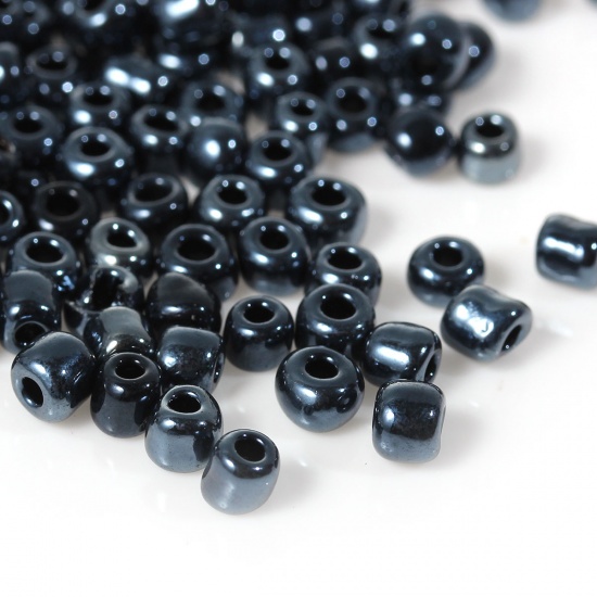 Picture of 10/0 Glass Seed Beads Round Rocailles Black Pearlized About 2mm Dia, Hole: Approx 0.6mm, 100 Grams