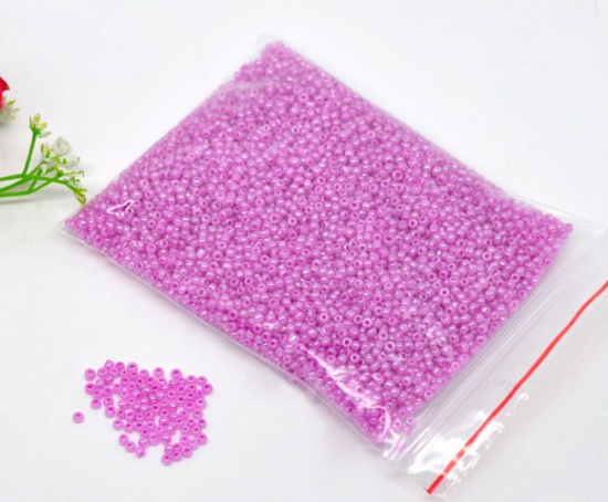 Picture of 10/0 Glass Seed Beads Round Rocailles Pale Lilac About 2mm Dia, Hole: Approx 0.6mm, 100 Grams