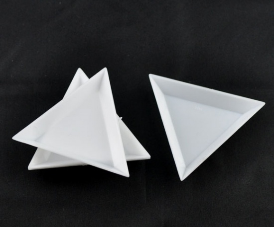 Image de Boîte de Rangement en Plastique Triangle Blanc 6.4cm x 7.3cm, 20 PCs