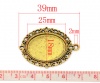 Bild von Zinklegierung Cabochon Fassung Anhänger Oval Antik Gold (für 25mm x 18mm) 39mm x 29mm 10 Stück