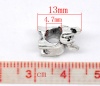 Picture of Zinc Based Alloy 3D European Style Large Hole Charm Beads Antique Silver Color Elephant Animal 14mm x 13mm, Hole: Approx 4.7mm, 20 PCs