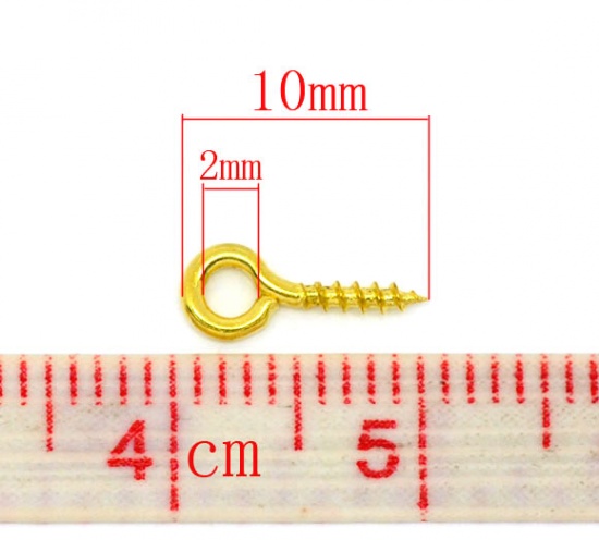 Immagine di Lega di Ferro Manico Perline Tondo Oro Placcato Foro: Circa 2mm, 10mm x 4mm, 1000 Pz