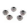 Picture of Zinc Metal Alloy European Style Large Hole Charm Beads Round Antique Silver Dot Pattern Light Pink Rhinestone About 11mm Dia, Hole: Approx 4.7mm, 10 PCs