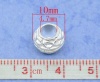 Picture of Zinc Metal Alloy European Style Large Hole Charm Beads Lantern Silver Plated Pattern About 10mm Dia, Hole: Approx 4.7mm, 40 PCs