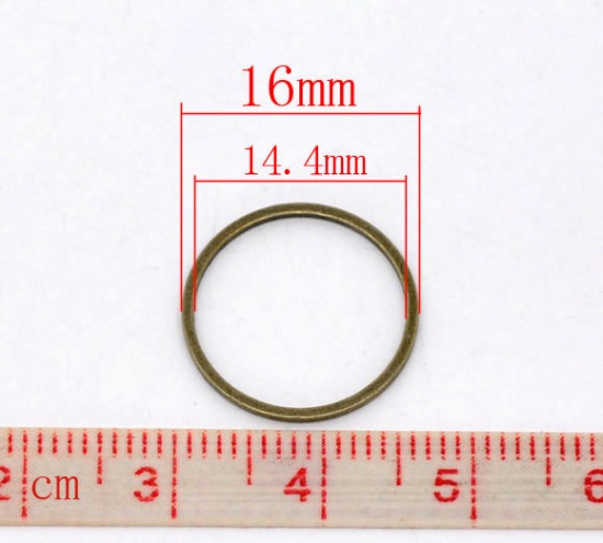 Immagine di 0.8mm Ottone Chiuso Stile Anello di Salto Tondo Bronzo Antico 16mm Dia., 100 Pz