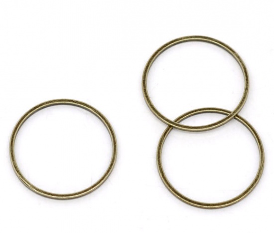 Picture of 0.8mm Brass Closed Soldered Jump Rings Findings Round Antique Bronze 20mm Dia., 100 PCs                                                                                                                                                                       
