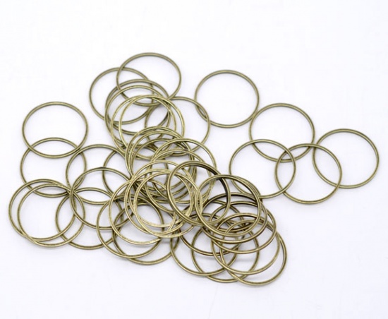 Picture of 0.8mm Brass Closed Soldered Jump Rings Findings Round Antique Bronze 20mm Dia., 100 PCs                                                                                                                                                                       