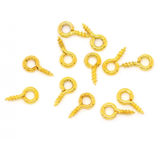 Immagine di Lega di Ferro Manico Perline Tondo Oro Placcato Foro: Circa 1.8mm, 8mm x 4mm, 1000 Pz