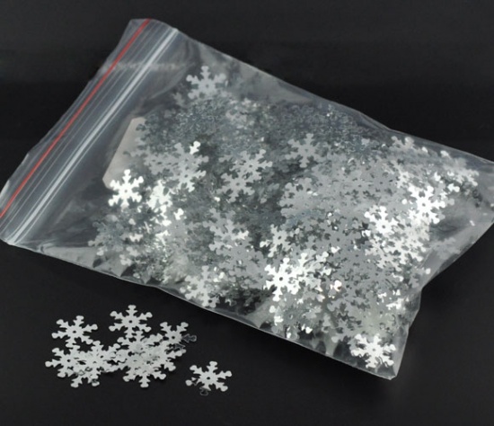 Immagine di PVC Lustrino Natale Fiocco di Neve Bianco Argento 19mm x 17mm, 1000 Pz
