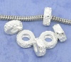 Image de Perles à Gros Trou au Style Européen en Cuivre Rond Argenté Fleurs Plaqué 11mm Dia, Tailles de Trous: 4.7mm, 10 Pcs