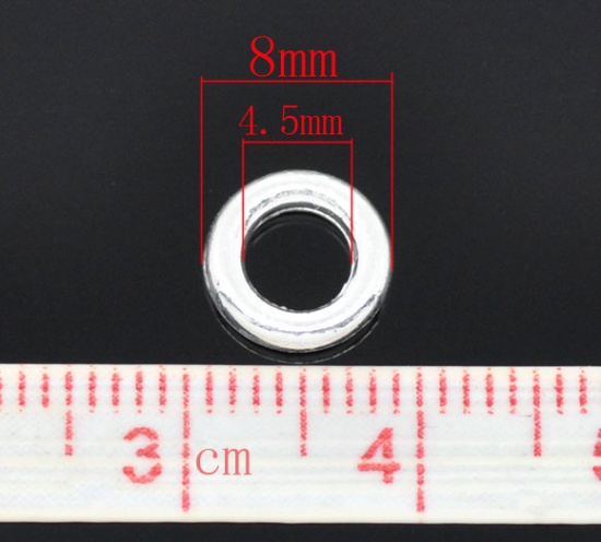 亜鉛合金 丸カン 円形 銀メッキ 8mm直径、 100 個 の画像