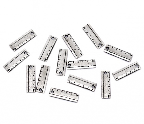 Picture of Antique Silver Color Ruler Charms Pendants 24x7.5mm, sold per packet of 50