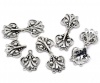 Bild von 5 Stück Messing Geschichtete Schnallenverschlüsse für stapelbare mehrschichtige Halsketten-Armbänder Herz Filigran Antiksilber