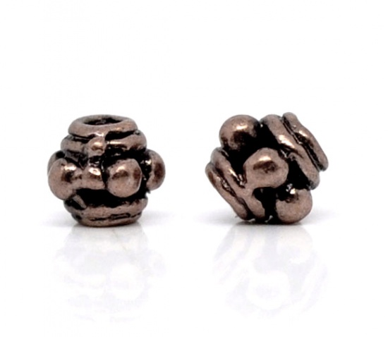 Picture of Zinc Based Alloy Seed Beads Lantern Antique Copper Carved About 3.5mm x 3.5mm, Hole: Approx 0.7mm, 300 PCs