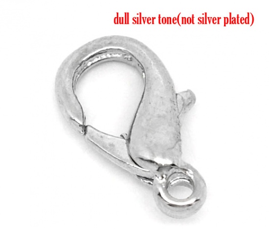 Picture of Zinc Based Alloy Lobster Clasps Silver Tone 12mm x 7mm, 100 PCs