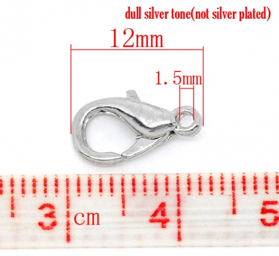 Picture of Zinc Based Alloy Lobster Clasps Silver Tone 12mm x 7mm, 100 PCs